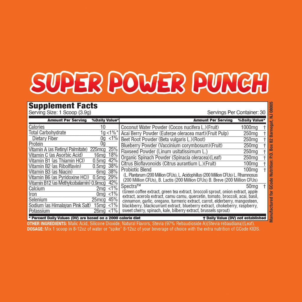 GCode KIDS: Superfood Powder (Super Power Punch) 30 Serving